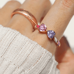 Barbie Bow Candy Cane Ring (Lilac & Pink Moissanite) - Love Estella