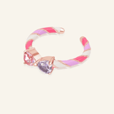 Barbie Bow Candy Cane Ring (Lilac & Pink Moissanite) - Love Estella