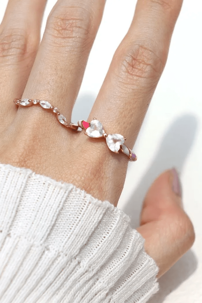 Barbie Bow Candy Cane Ring (Rose Quartz) - Love Estella
