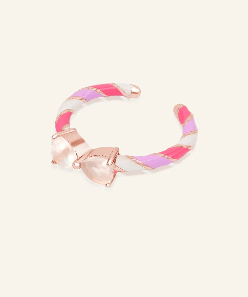 Barbie Bow Candy Cane Ring (Rose Quartz) - Love Estella