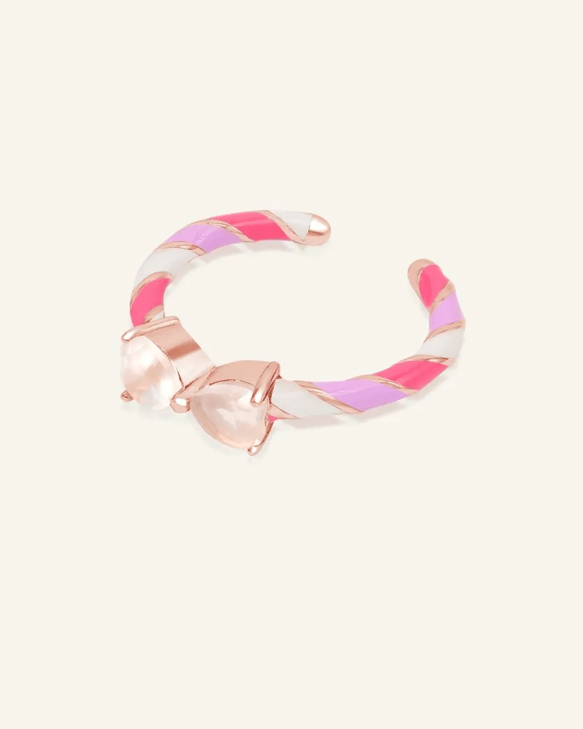Barbie Bow Candy Cane Ring (Rose Quartz) - Love Estella