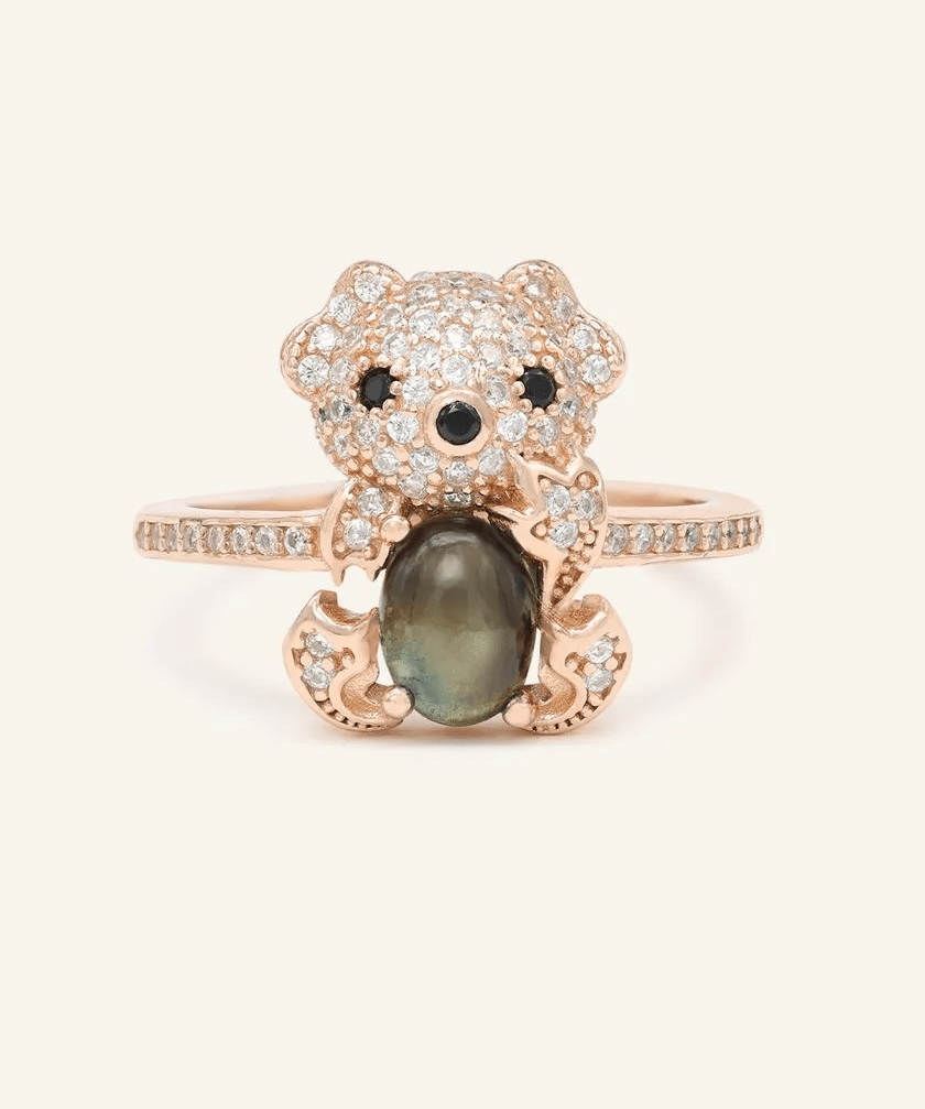 Black Sunstone Koala Bear Ring - Love Estella