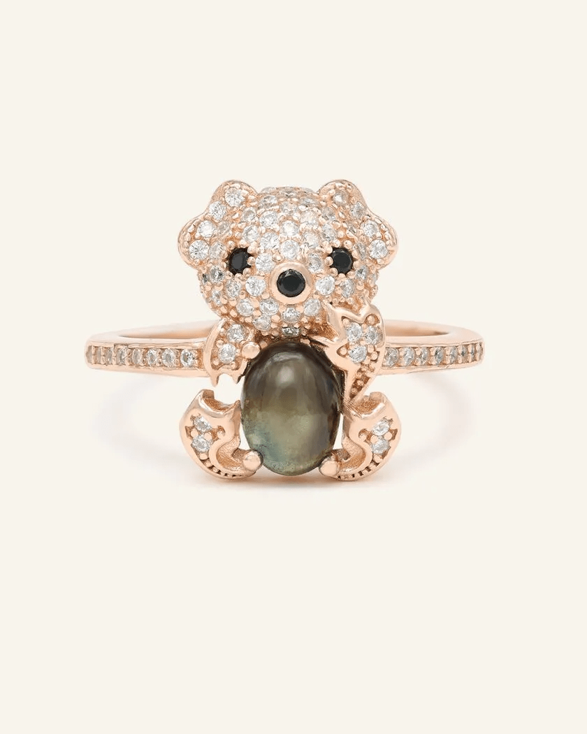 Black Sunstone Koala Bear Ring - Love Estella