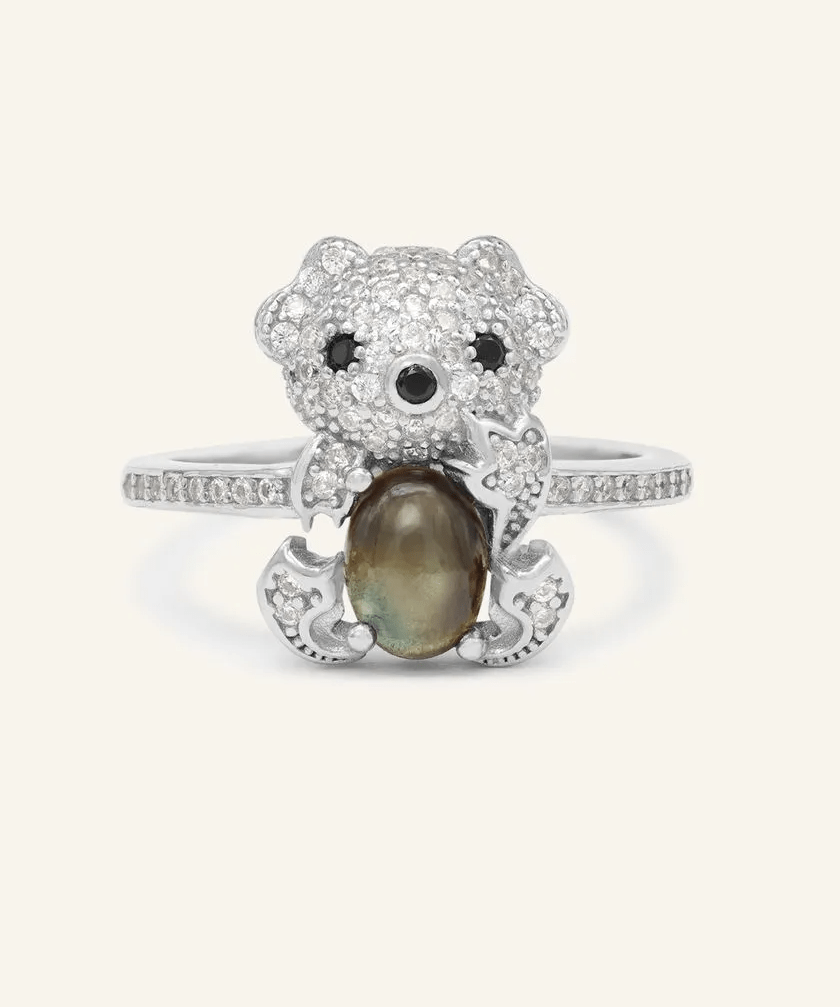 Black Sunstone Koala Bear Ring - Love Estella