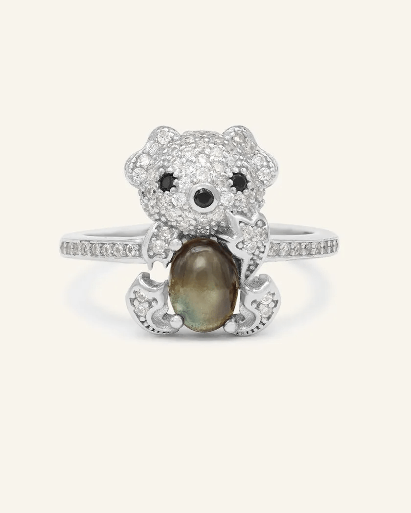 Black Sunstone Koala Bear Ring - Love Estella