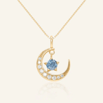 Blue Moissanite Moon Necklace - Love Estella