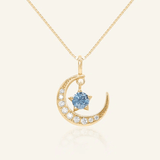 Blue Moissanite Moon Necklace - Love Estella