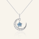 Blue Moissanite Moon Necklace - Love Estella
