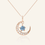 Blue Moissanite Moon Necklace - Love Estella