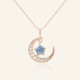 Blue Moissanite Moon Necklace - Love Estella