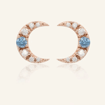 Blue Moissanite Moon Studs - Love Estella