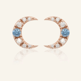 Blue Moissanite Moon Studs - Love Estella