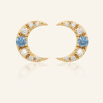 Blue Moissanite Moon Studs - Love Estella