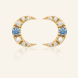 Blue Moissanite Moon Studs - Love Estella