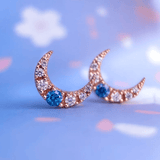 Blue Moissanite Moon Studs - Love Estella