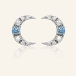 Blue Moissanite Moon Studs - Love Estella