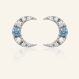 Blue Moissanite Moon Studs - Love Estella