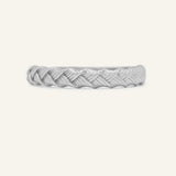 Braided Bliss Band in silver, front view of the textured braided band on warm ivory