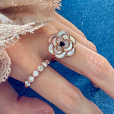 Camellia Flower Ring (Black Spinel) - Love Estella