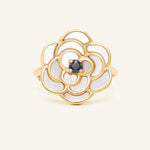 Camellia Flower Ring (Black Spinel) - Love Estella