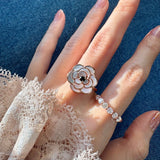 Camellia Flower Ring (Black Spinel) - Love Estella