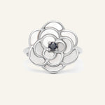Camellia Flower Ring (Black Spinel) - Love Estella