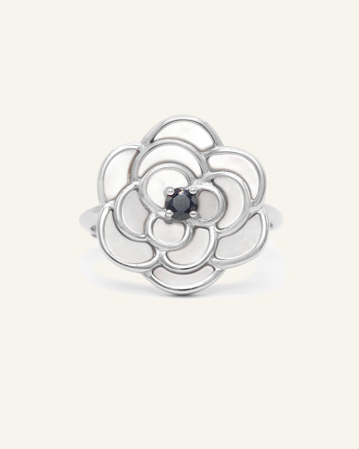 Camellia Flower Ring (Black Spinel) - Love Estella