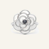 Camellia Flower Ring (Black Spinel) - Love Estella