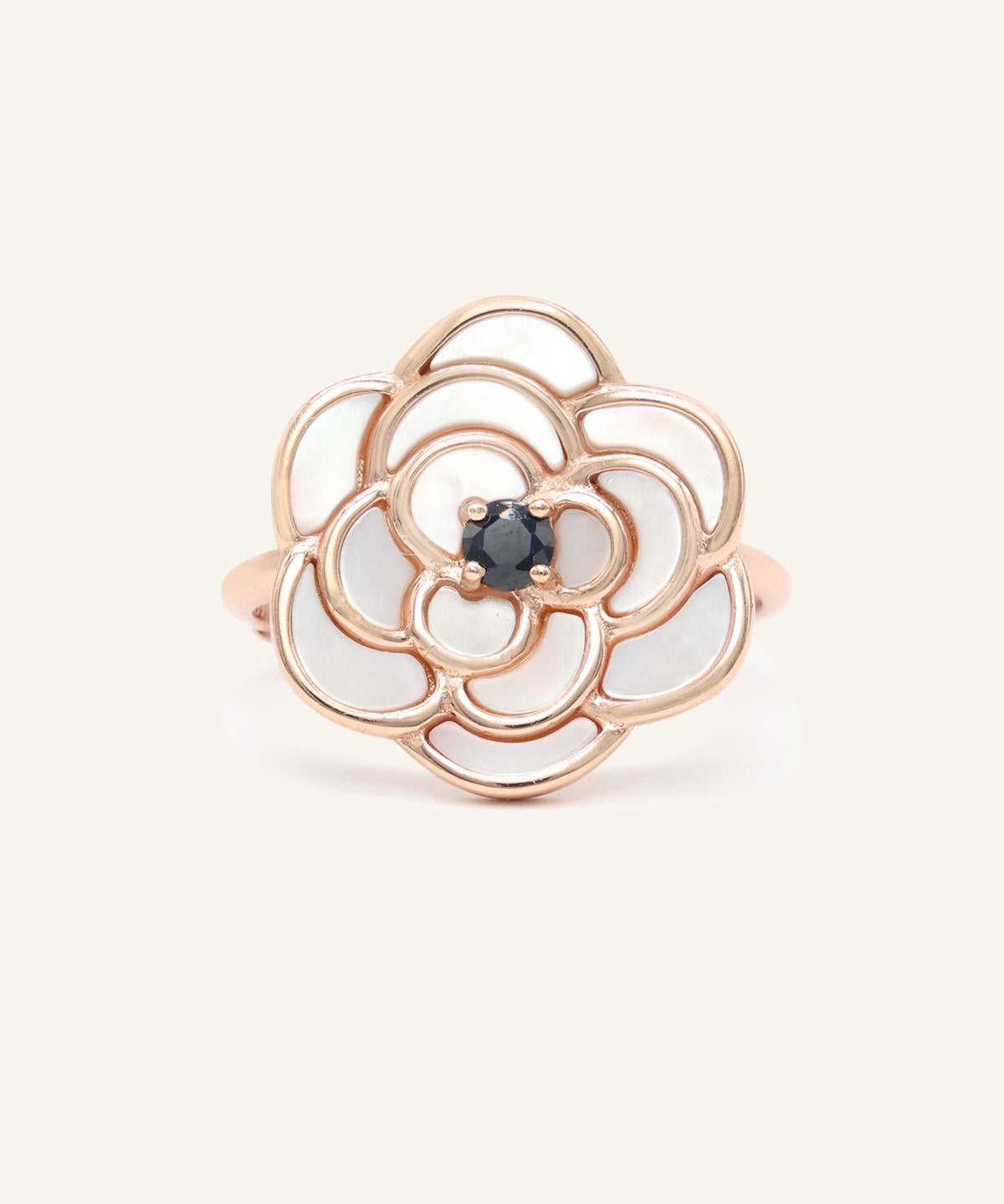 Camellia Flower Ring (Black Spinel) - Love Estella