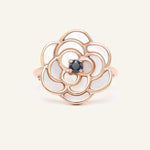 Camellia Flower Ring (Black Spinel) - Love Estella