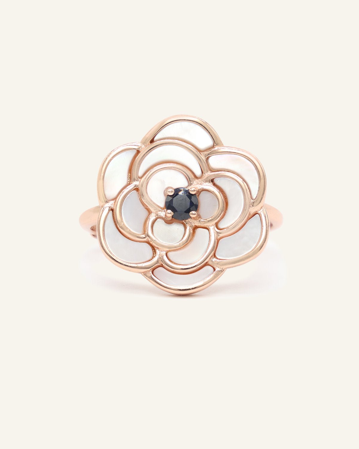 Camellia Flower Ring (Black Spinel) - Love Estella
