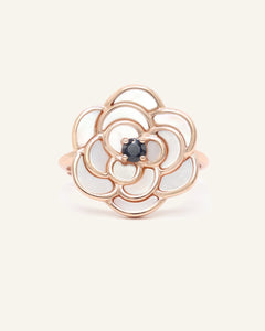 Camellia Flower Ring (Black Spinel) - Love Estella
