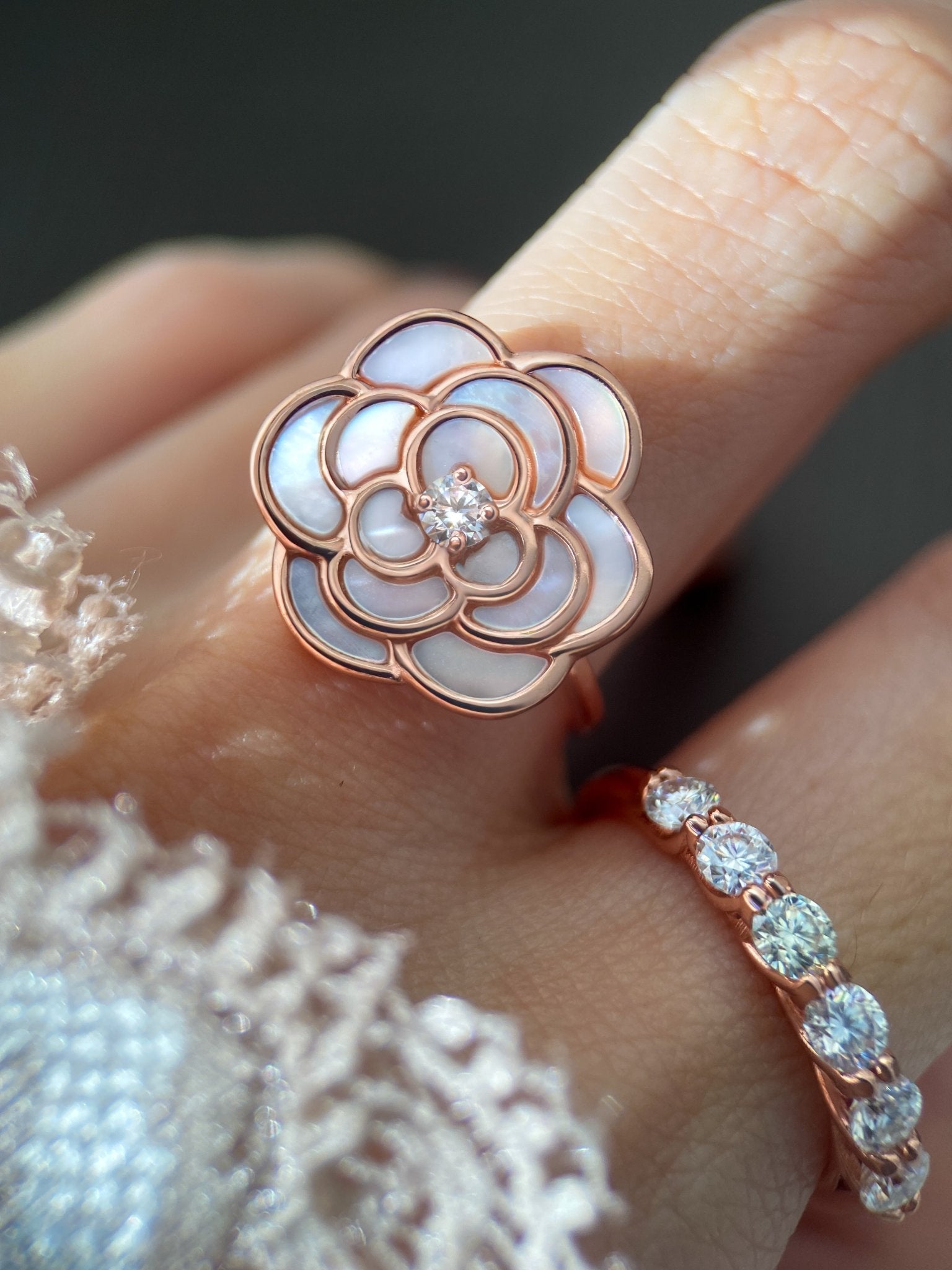 Camellia Flower Ring (Moissanite) - Love Estella