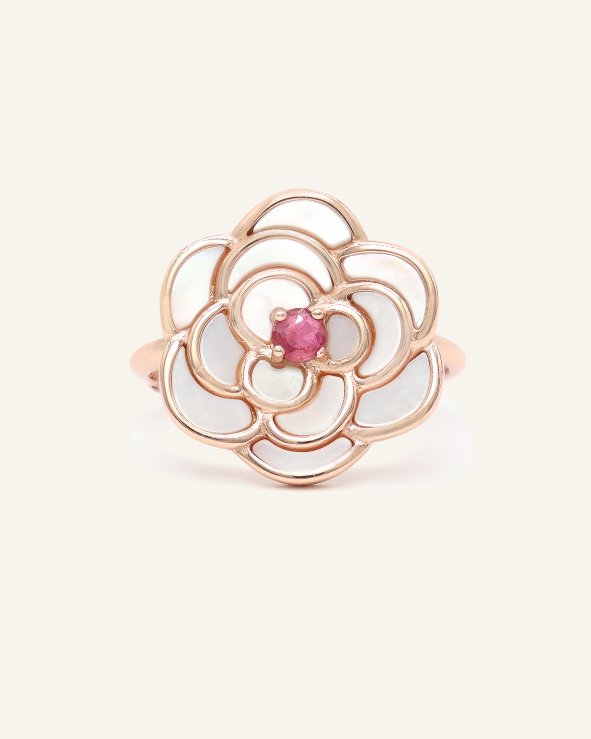 Camellia Flower Ring (Ruby) - Love Estella