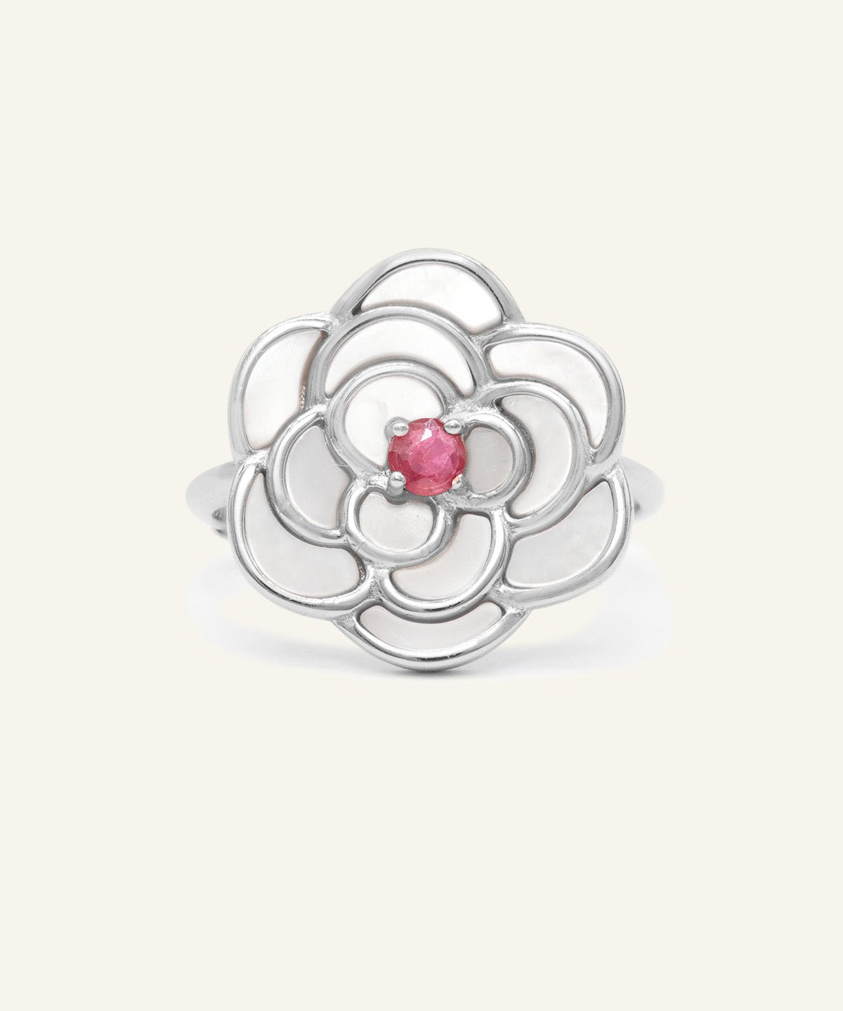 Camellia Flower Ring (Ruby) - Love Estella