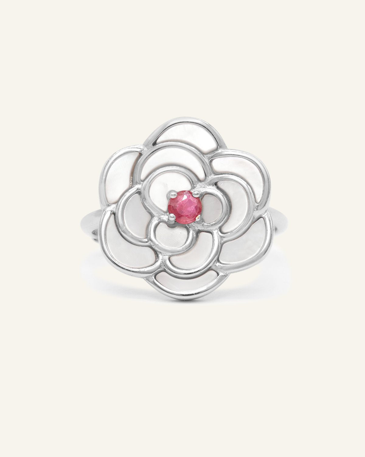 Camellia Flower Ring (Ruby) - Love Estella