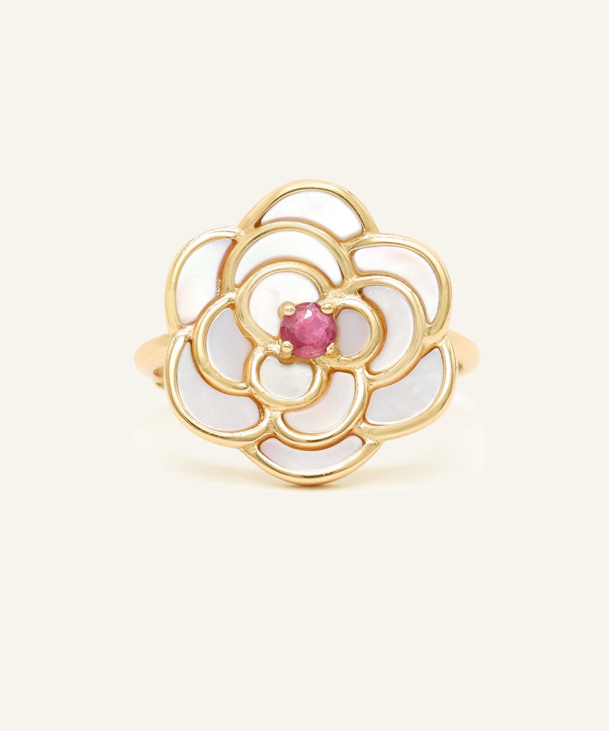 Camellia Flower Ring (Ruby) - Love Estella