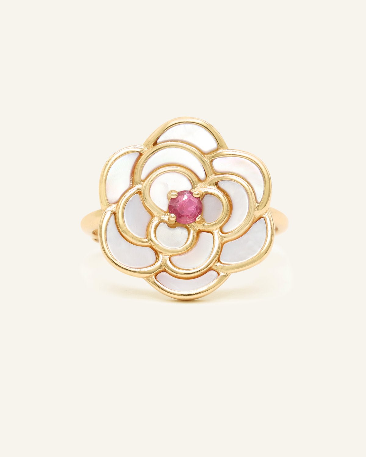 Camellia Flower Ring (Ruby) - Love Estella