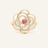 Camellia Flower Ring (Ruby) - Love Estella