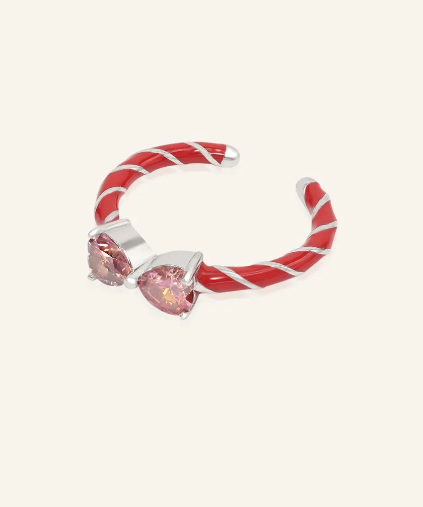 Candy Cane Ribbon Ring (Red Moissanite) - Love Estella