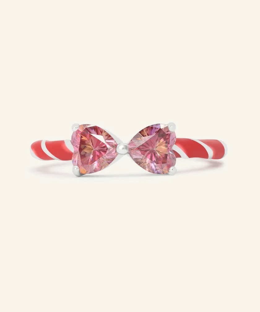 Candy Cane Ribbon Ring (Red Moissanite) - Love Estella