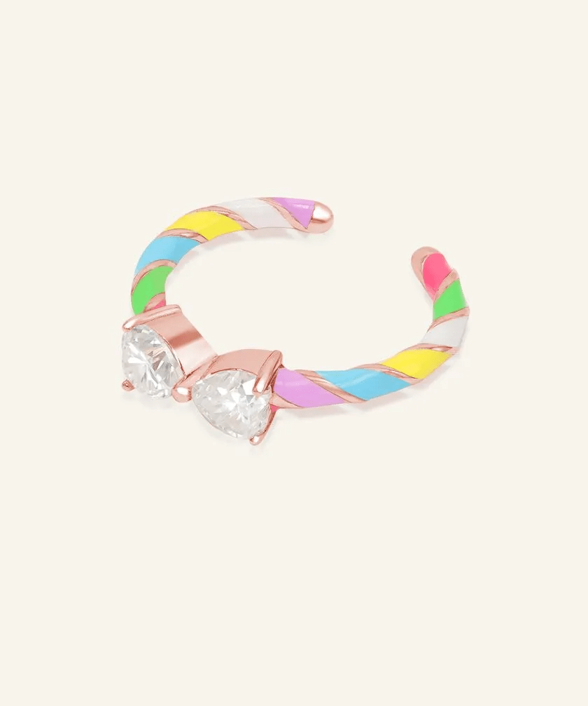 Candy Cane Ribbon Ring (White Moissanite) - Love Estella