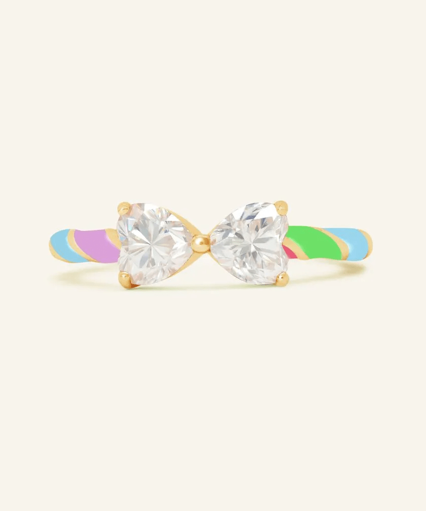 Candy Cane Ribbon Ring (White Moissanite) - Love Estella