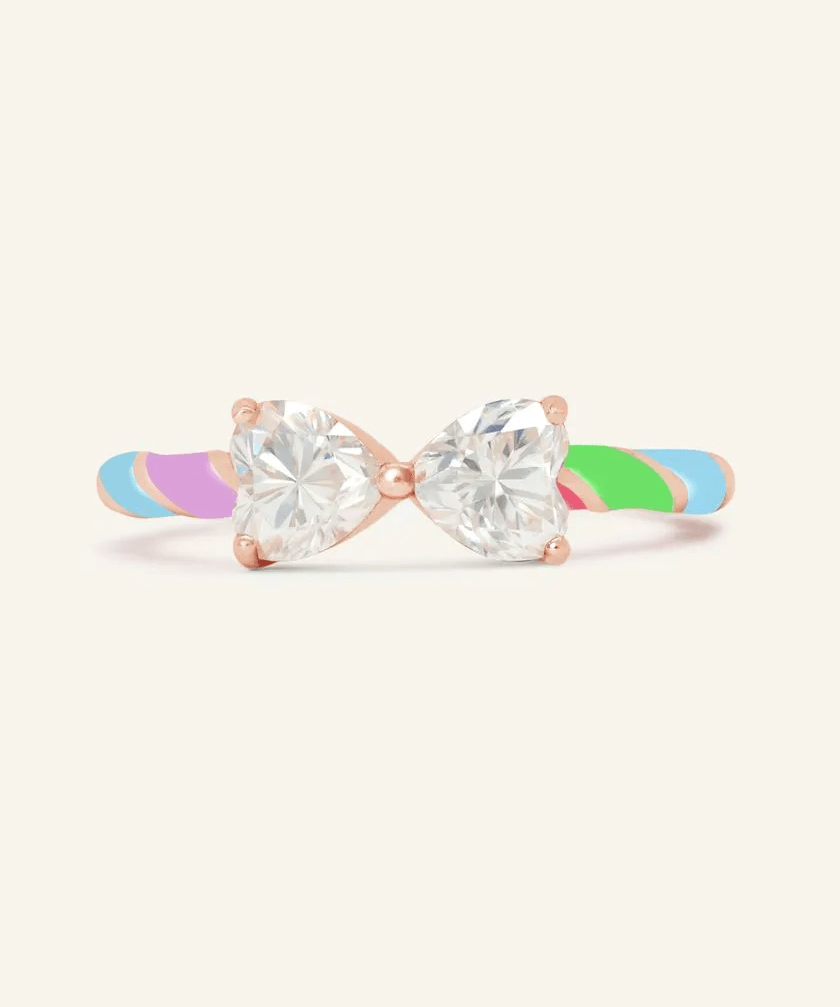 Candy Cane Ribbon Ring (White Moissanite) - Love Estella