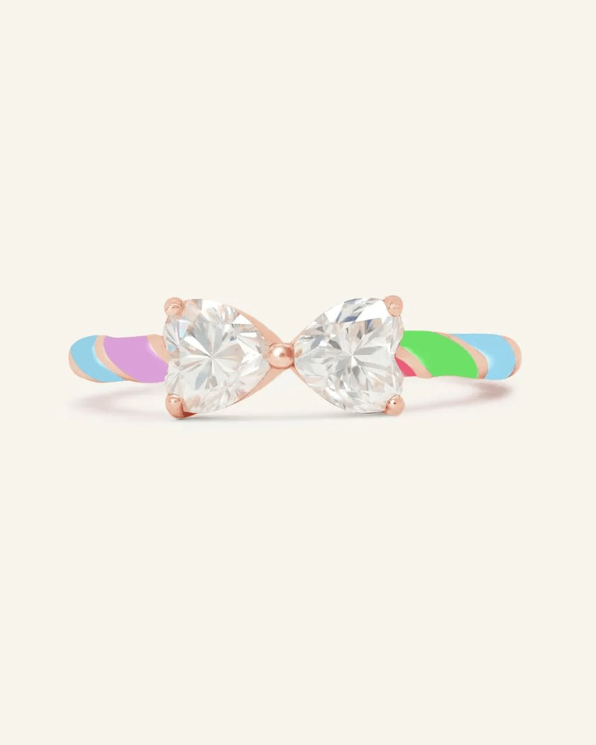 Candy Cane Ribbon Ring (White Moissanite) - Love Estella