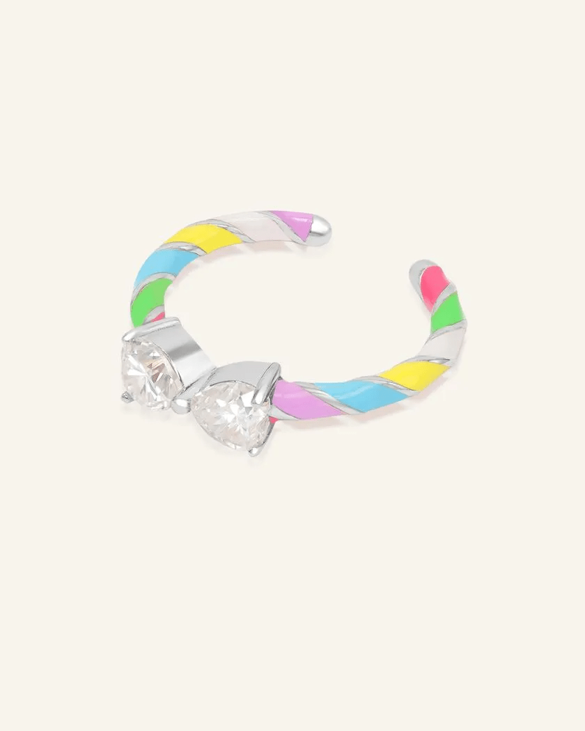 Candy Cane Ribbon Ring (White Moissanite) - Love Estella