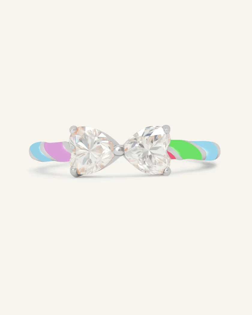 Candy Cane Ribbon Ring (White Moissanite) - Love Estella