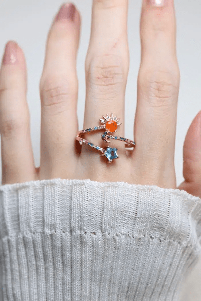 Celestial Harmony Ring (Orange Opal) - Love Estella