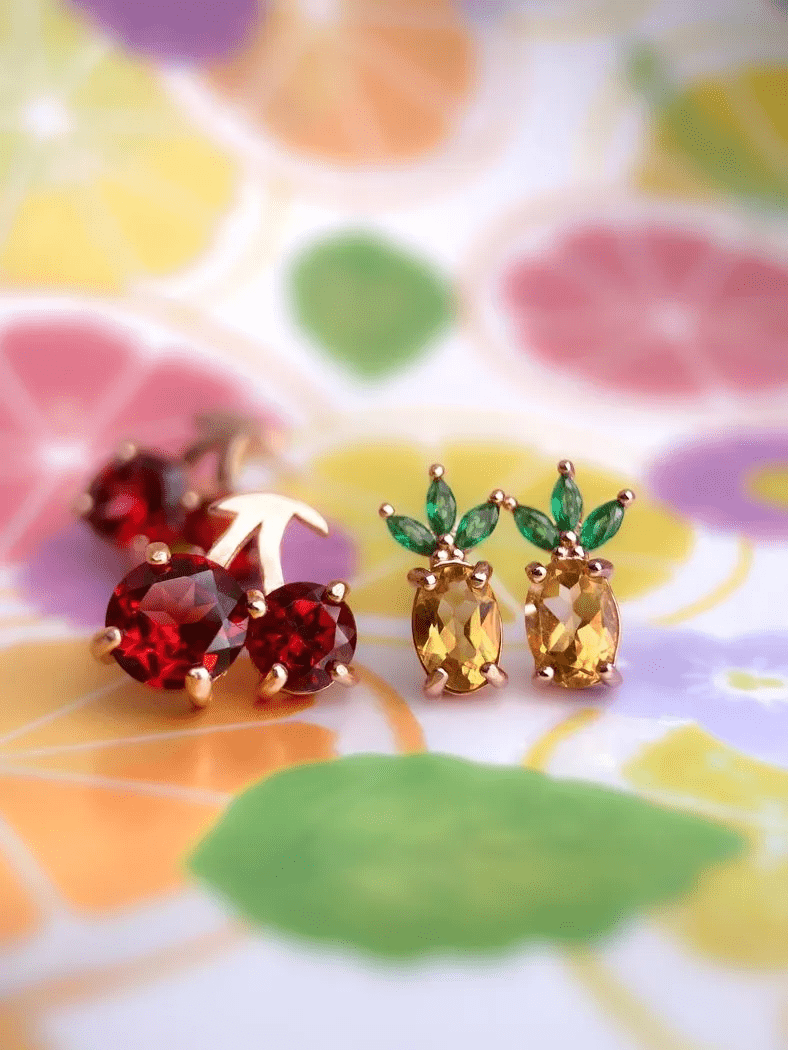 Cherry Garnet Studs - Love Estella