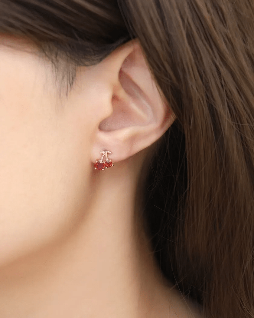 Cherry Garnet Studs - Love Estella